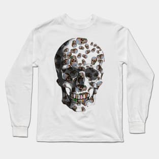 Happy Skull Random Pattern (White) Long Sleeve T-Shirt